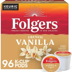 Folgers French Vanilla Keurig Single Serve K-Cup Pods, 24 Pods Per Pack, Case Of 4 Packs