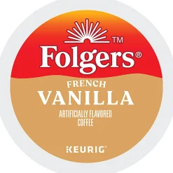 Folgers French Vanilla Keurig Single Serve K-Cup Pods, 24 Pods Per Pack, Case Of 4 Packs