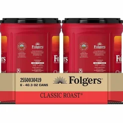 Folgers® Ground Classic Roast Coffee - Medium - 40.3 oz Per Canister - Ground - Mountain Grown, Classic Roast - Kosher/ - 35 / Pallet