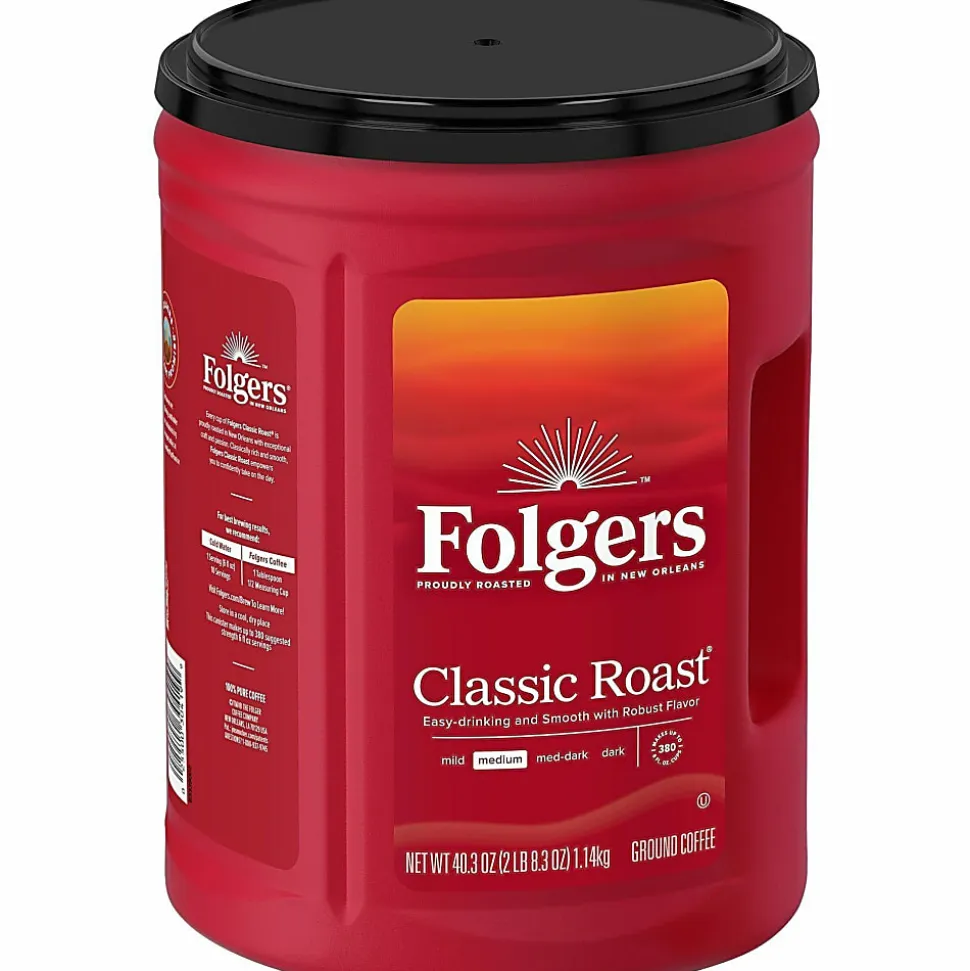 Folgers® Ground Classic Roast Coffee - Medium - 40.3 oz Per Canister - Ground - Mountain Grown, Classic Roast - Kosher/ - 35 / Pallet