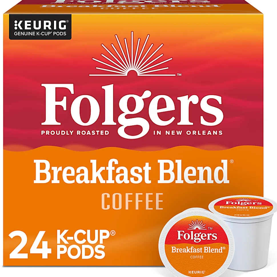 Folgers® K-Cup Breakfast Blend Coffee K-Cup Pods - Compatible with Keurig K-Cup Brewer - Light/Mild - 24 K-Cup - 24 / Box