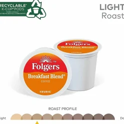 Folgers® K-Cup Breakfast Blend Coffee K-Cup Pods - Compatible with Keurig K-Cup Brewer - Light/Mild - 24 K-Cup - 24 / Box