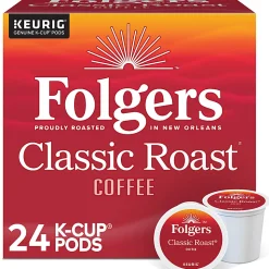 Folgers® Single-Serve Coffee K-Cup® Pods, Classic Roast, Carton Of 24