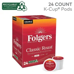 Folgers® Single-Serve Coffee K-Cup® Pods, Classic Roast, Carton Of 24