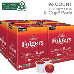 Folgers® Single-Serve Coffee K-Cup®, Classic Roast, Carton Of 96, 4 x 24 Per Box