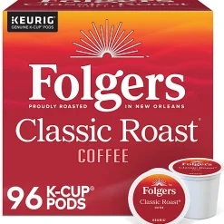 Folgers® Single-Serve Coffee K-Cup®, Classic Roast, Carton Of 96, 4 x 24 Per Box