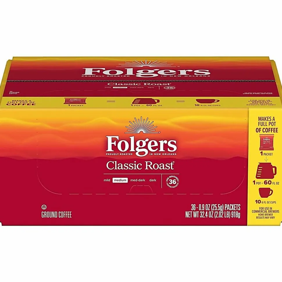 Folgers® Single-Serve Coffee Packets, Classic Roast, Carton Of 36
