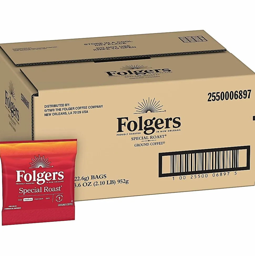 Folgers® Single-Serve Coffee Packets, Medium Roast, Special Roast®, Carton Of 42