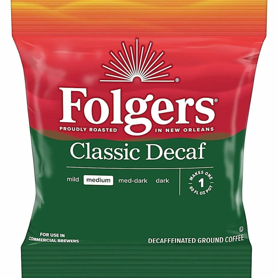 Folgers® Single-Serve Coffee Packets, Classic Roast, Decaffeinated, Carton Of 42