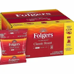 Folgers® Single-Serve Coffee Packets, Classic Roast, Carton Of 40
