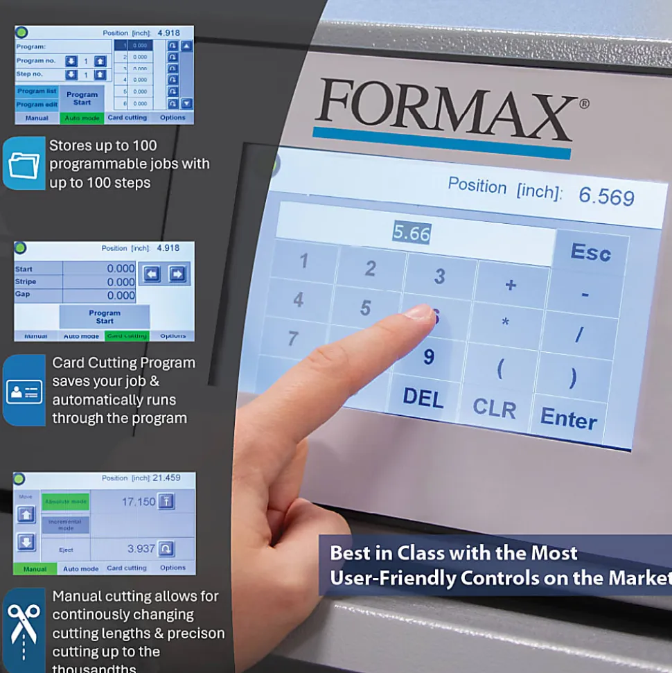Formax Cut-True 29A Automatic Electric Guillotine Paper Cutter With LED Laser Line, 20-1/2", Gray