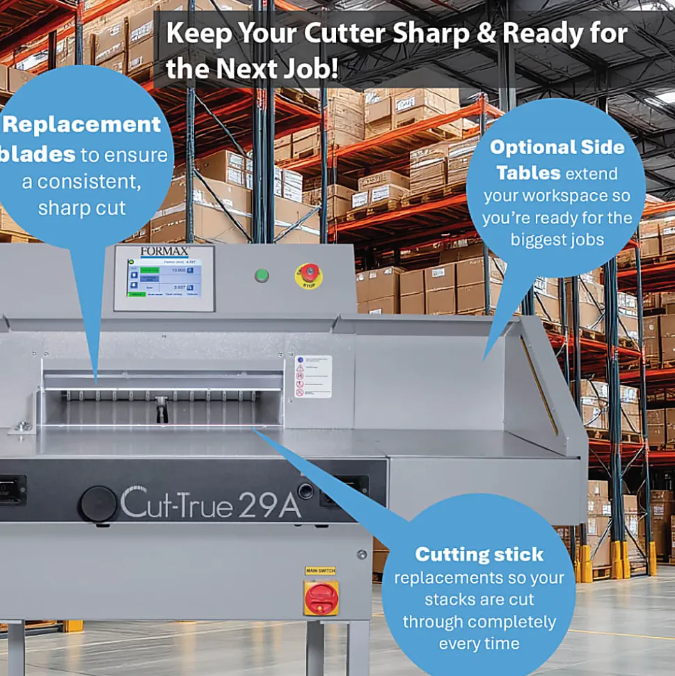 Formax Cut-True 29A Automatic Electric Guillotine Paper Cutter With LED Laser Line, 20-1/2", Gray