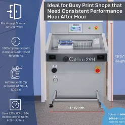 Formax Cut-True 29H Hydraulic Automatic Guillotine Paper Cutter With LED Laser Line, 20-1/2
