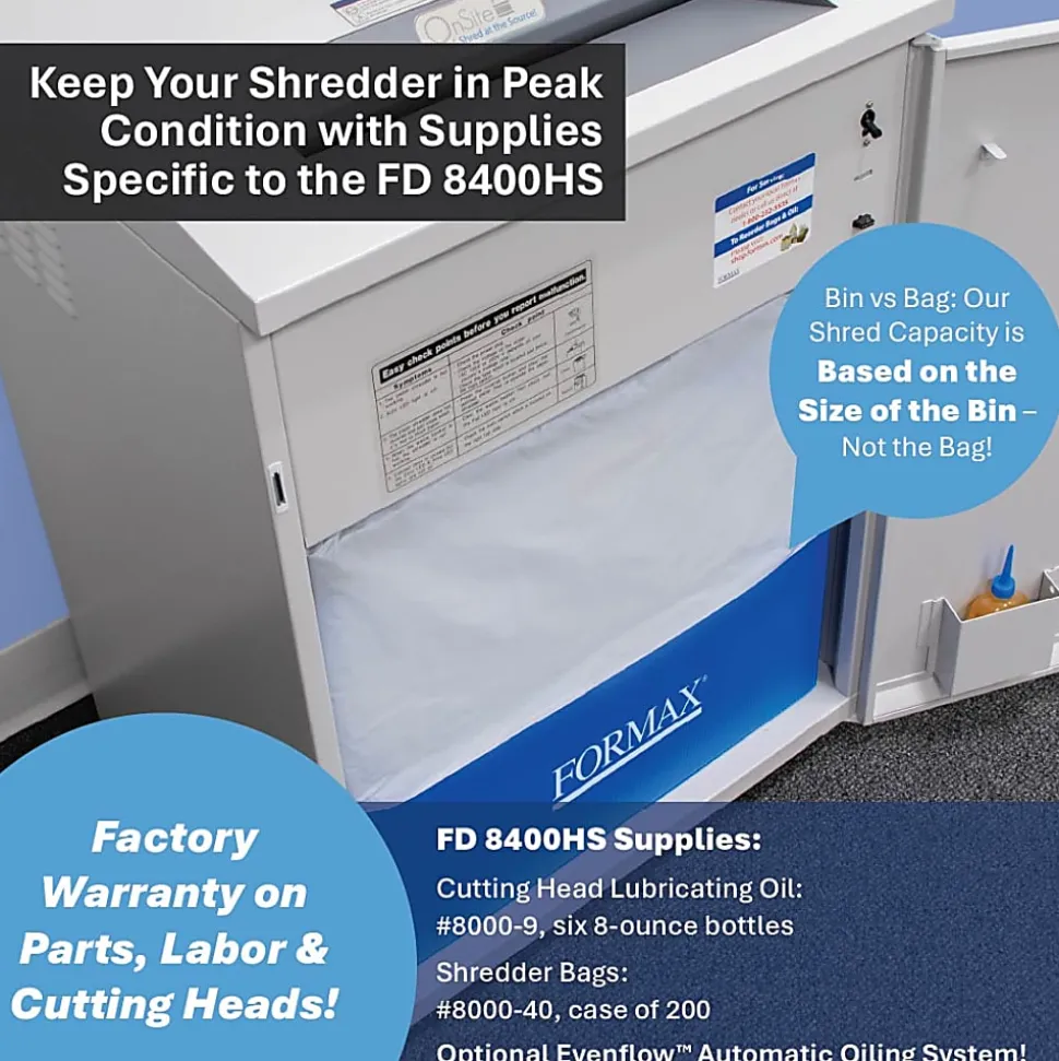 Formax FD 8400HS-1 8-Sheet High-Security Shredder, FD8400HS-1