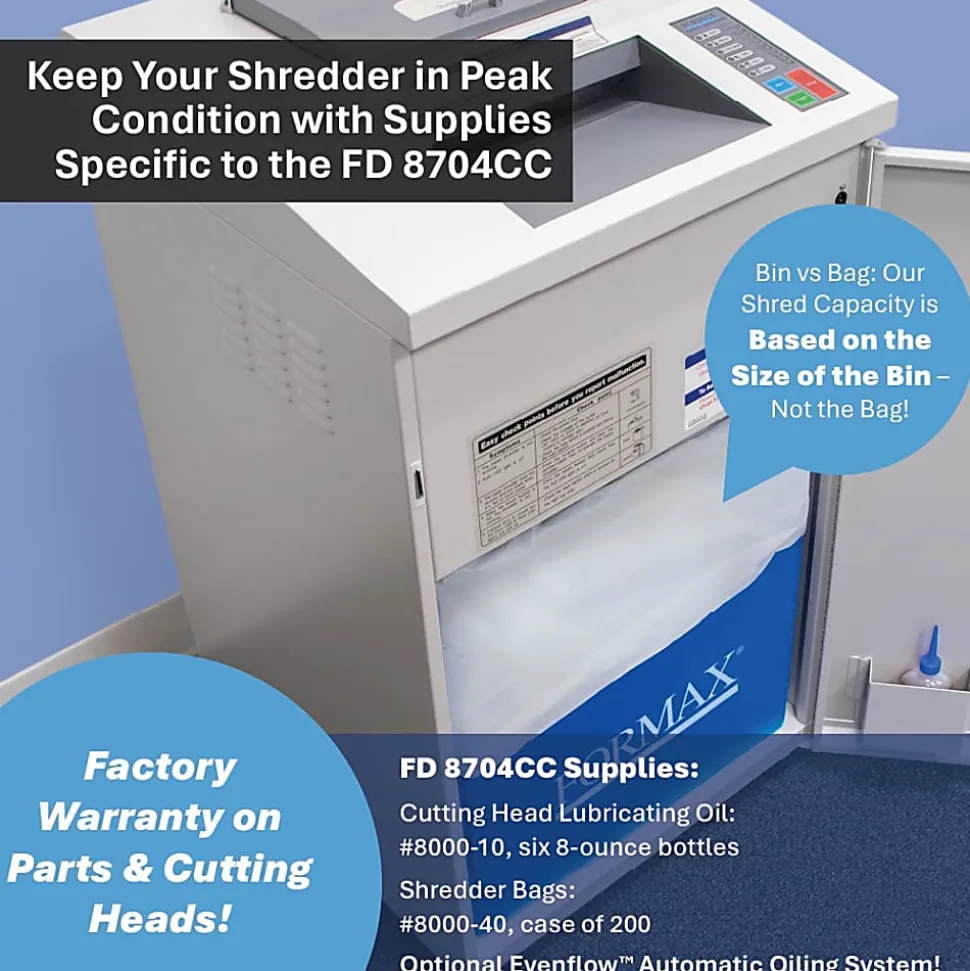 Formax OnSite FD 8704CC 45-Sheet Cross-Cut Multimedia Office Shredder, Gray
