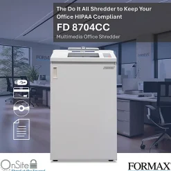 Formax OnSite FD 8704CC 45-Sheet Cross-Cut Multimedia Office Shredder, Gray