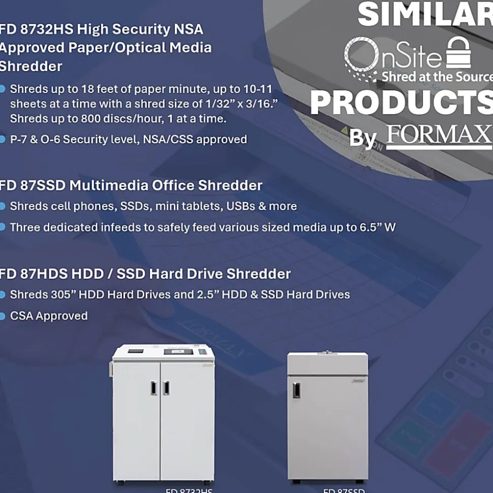 Formax OnSite FD 8704CC 45-Sheet Cross-Cut Multimedia Office Shredder, Gray
