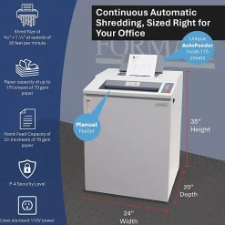 Formax OnSite 150-Sheet AutoFeed Cross-Cut Shredder, FD8502AF
