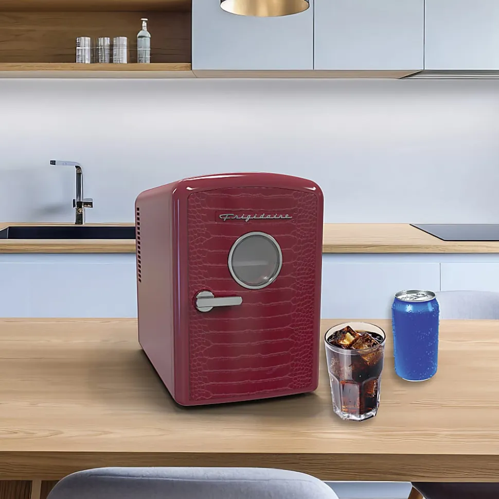 Frigidaire® 9-Can Mini Fridge Cooler with Crocodile Door, Red, EFMIS181-REDCROC