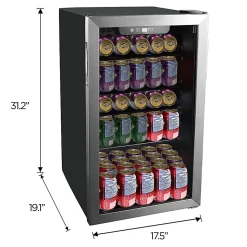 Frigidaire® 112-Can Refrigerator with Glass Door, Stainless Steel/Black, EFMIS2415