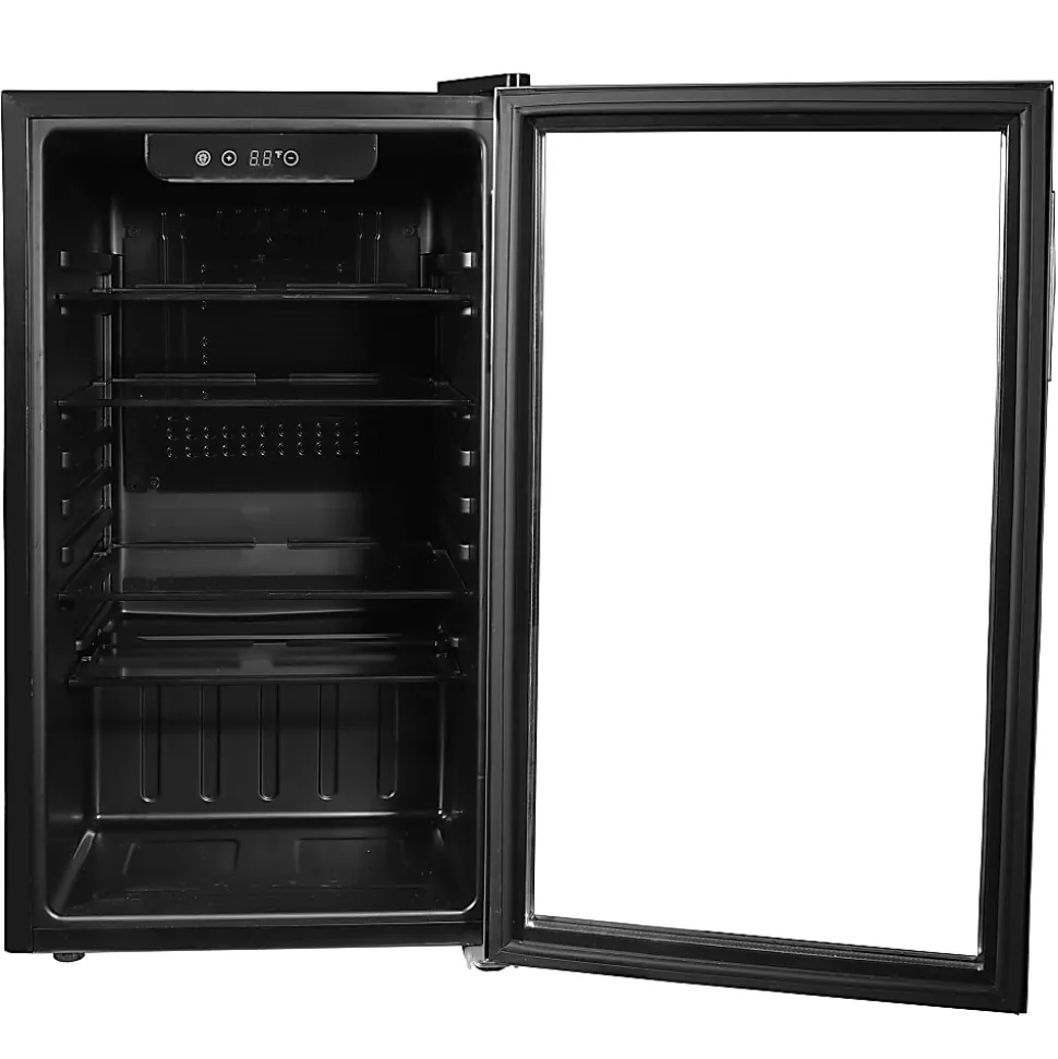 Frigidaire® 112-Can Refrigerator with Glass Door, Stainless Steel/Black, EFMIS2415