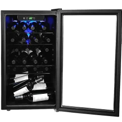 Frigidaire® 112-Can Refrigerator with Glass Door, Stainless Steel/Black, EFMIS2415