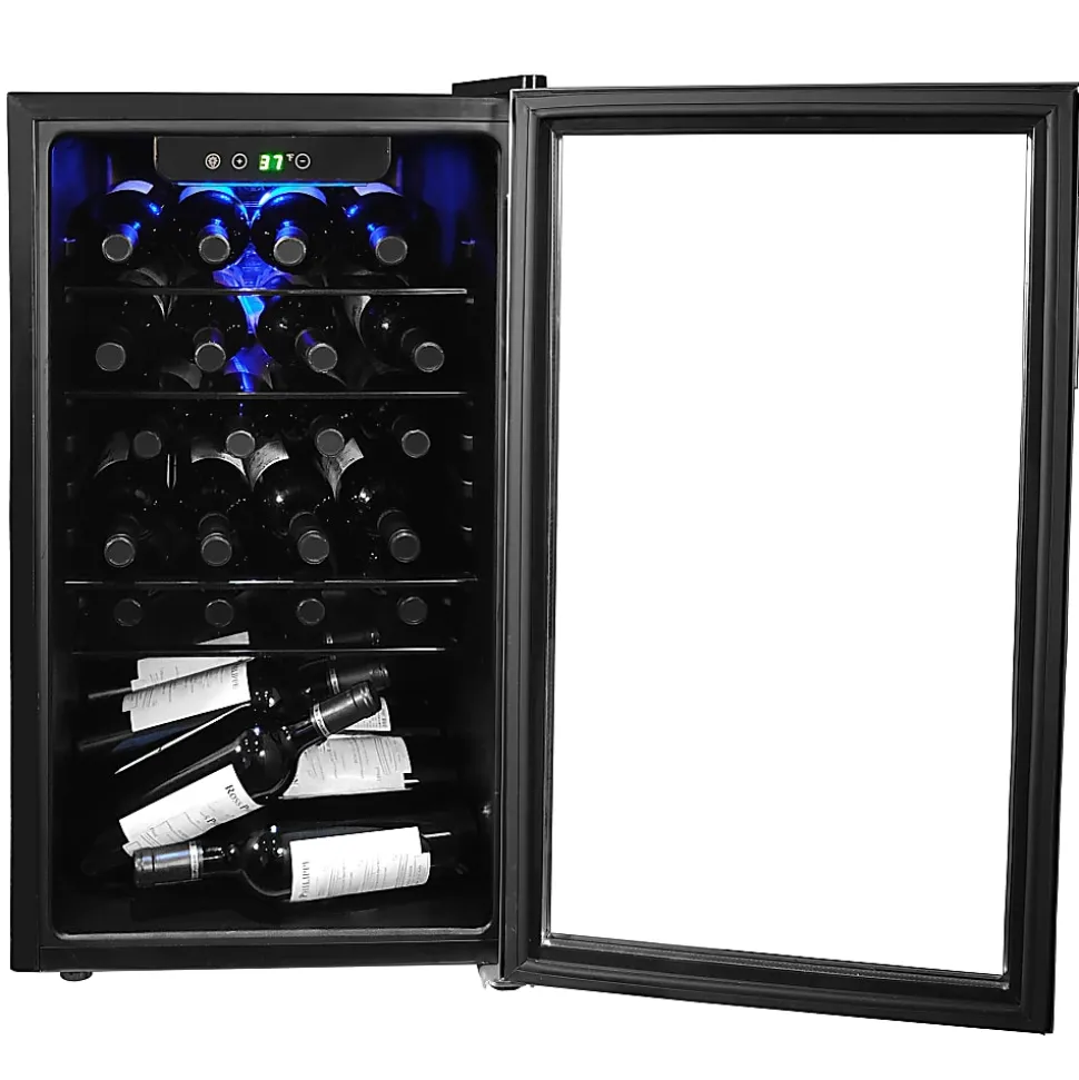 Frigidaire® 112-Can Refrigerator with Glass Door, Stainless Steel/Black, EFMIS2415