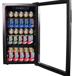 Frigidaire® 112-Can Refrigerator with Glass Door, Stainless Steel/Black, EFMIS2415