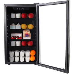 Frigidaire® 112-Can Refrigerator with Glass Door, Stainless Steel/Black, EFMIS2415