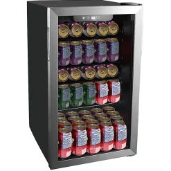 Frigidaire® 112-Can Refrigerator with Glass Door, Stainless Steel/Black, EFMIS2415