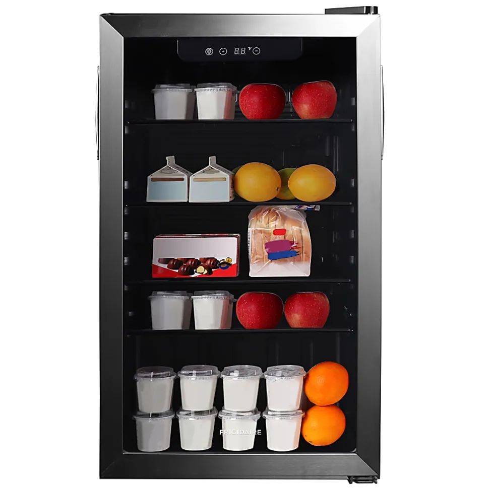 Frigidaire® 112-Can Refrigerator with Glass Door, Stainless Steel/Black, EFMIS2415