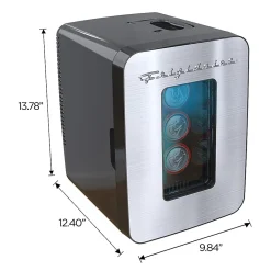 Frigidaire® 15-Can Retro Mini Beverage Fridge with Stainless Steel & Glass Door, Black, EFMIS200-SS