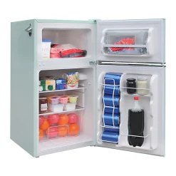 Frigidaire 2-Door Retro 3.2 cu ft Compact Bar Fridge with Freezer and Side Bottle Opener, Mint
