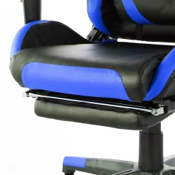 GameFitz Ergonomic Faux Leather Gaming Chair, Black/Blue