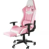 GameFitz Ergonomic Faux Leather Gaming Chair, Pink/White