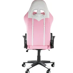 GameFitz Ergonomic Faux Leather Gaming Chair, Pink/White