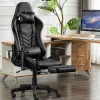 GameFitz Ergonomic Faux Leather Gaming Chair, Black