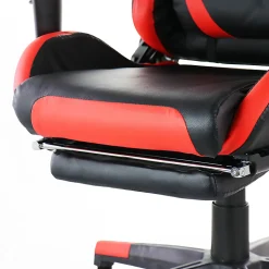 GameFitz Ergonomic Faux Leather Gaming Chair, Black/Red