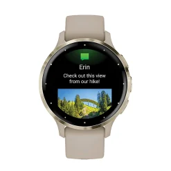 Garmin Venu 3S Fitness Smartwatch With Stainless-Steel Bezel And Silicone Band, French Gray/Soft Gold