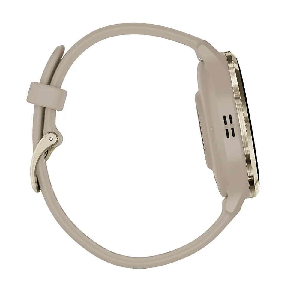 Garmin Venu 3S Fitness Smartwatch With Stainless-Steel Bezel And Silicone Band, French Gray/Soft Gold