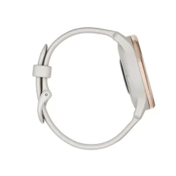 Garmin® vívomove® Trend Hybrid Smartwatch With Stainless-Steel Bezel And Silicone Band, Peach Gold Bezel/Ivory Case