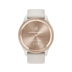 Garmin® vívomove® Trend Hybrid Smartwatch With Stainless-Steel Bezel And Silicone Band, Peach Gold Bezel/Ivory Case