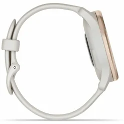 Garmin® vívomove® Trend Hybrid Smartwatch With Stainless-Steel Bezel And Silicone Band, Peach Gold Bezel/Ivory Case