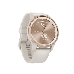 Garmin® vívomove® Trend Hybrid Smartwatch With Stainless-Steel Bezel And Silicone Band, Peach Gold Bezel/Ivory Case