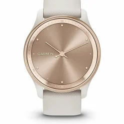 Garmin® vívomove® Trend Hybrid Smartwatch With Stainless-Steel Bezel And Silicone Band, Peach Gold Bezel/Ivory Case