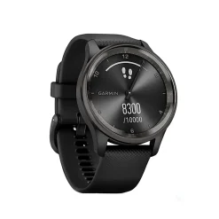 Garmin® vívomove® Trend Hybrid Smartwatch With Stainless-Steel Bezel And Silicone Band, Slate Bezel/Black Case