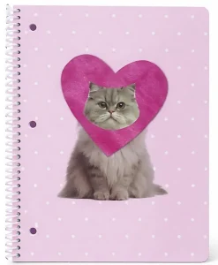 Gartner Studios Spiral Notebook, 8" x 10-1/2", 1 Subject, College Ruled, 70 Sheets, Pink Cat