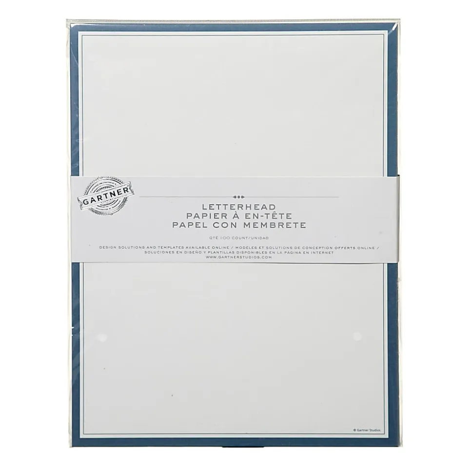 Gartner™ Studios Stationery, 8 1/2" x 11", Navy/White, Pack Of 100 Sheets