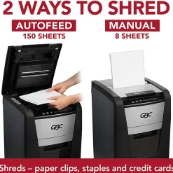 GBC® AutoFeed+ 150-Sheet Cross-Cut Automatic Shredder, Black, WSM1757604