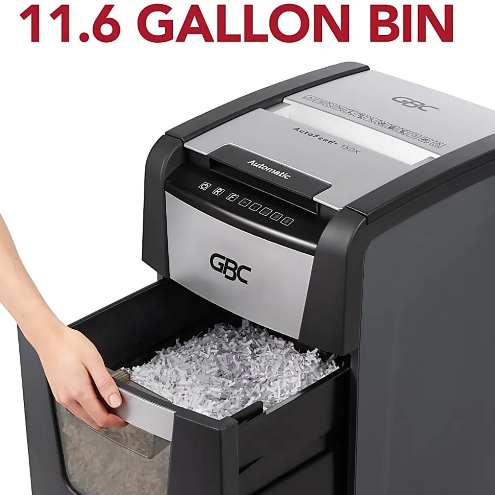 GBC® AutoFeed+ 150-Sheet Cross-Cut Automatic Shredder, Black, WSM1757604